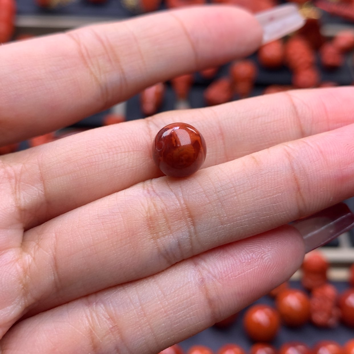 【闪购商品】南红玛瑙火焰纹圆珠9mm未镶嵌@*泽