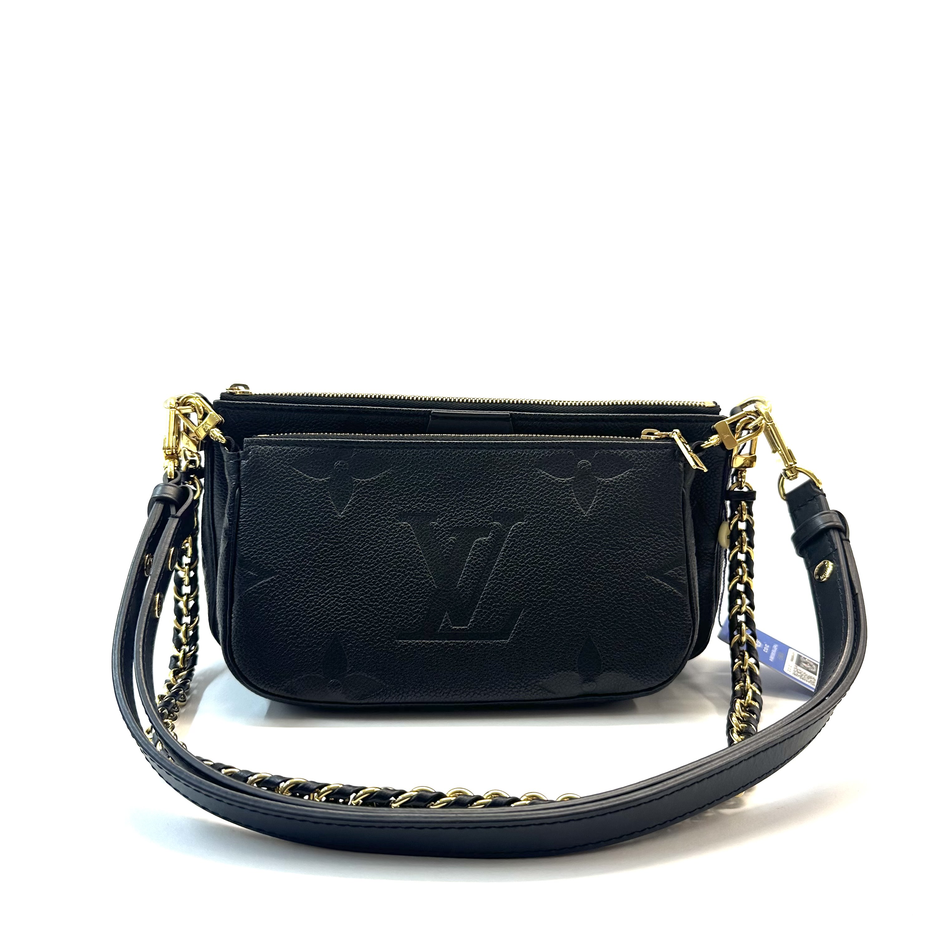 95新 LouisVuitton/路易威登 98新 黑色全皮四合一单肩包 