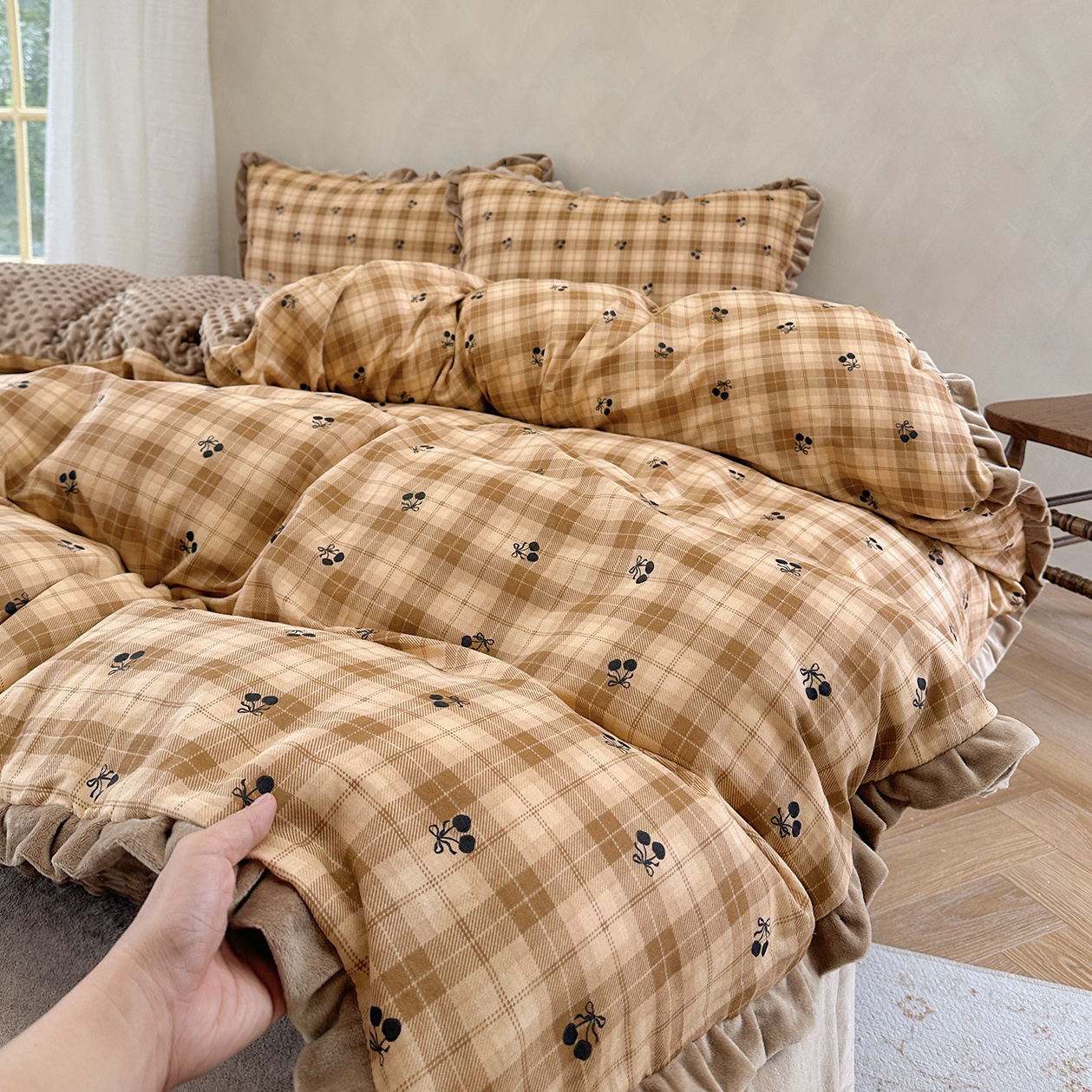 秋冬必备法式花边保暖棉加绒公主风四件套冬季加绒保暖床品四件套