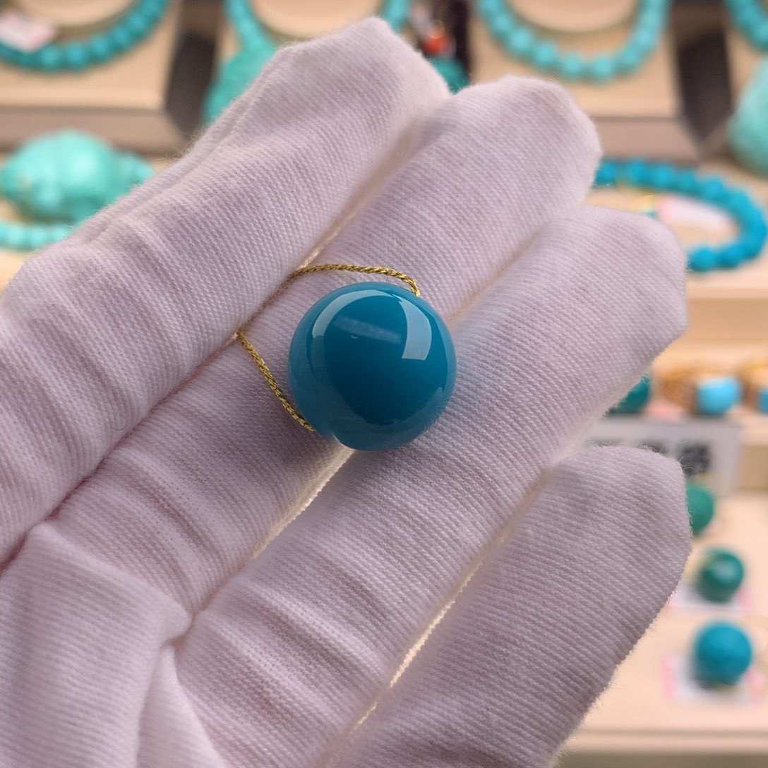 绿松石珠宝奇石未镶嵌15.8mm