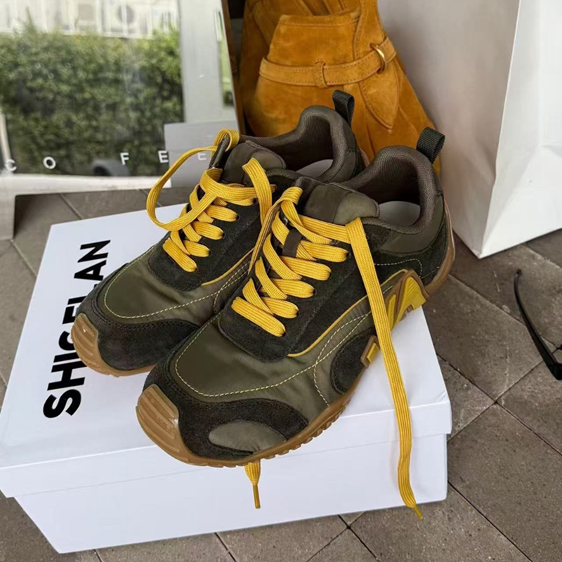 诗歌兰真皮复古德训鞋女2025年新款百搭拼色休闲运动阿甘鞋325-11