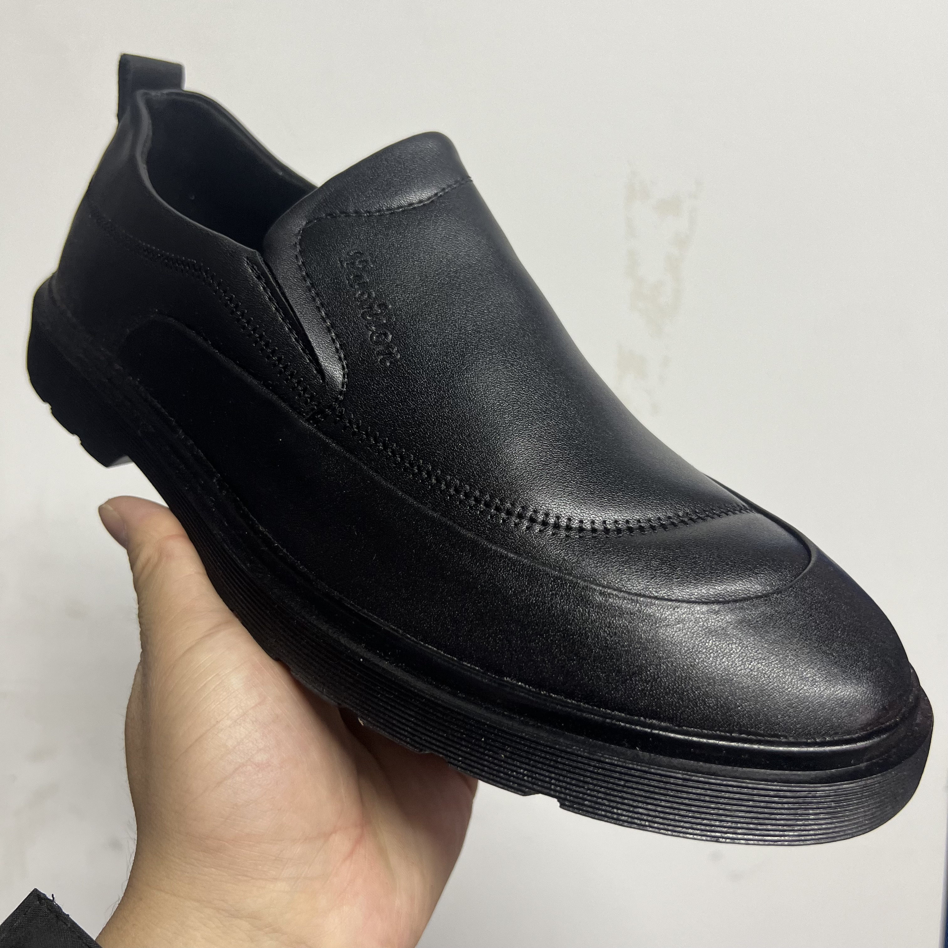 D191百搭时尚低跟休闲秋季车缝线鞋子套筒低帮纯色休闲皮鞋简约