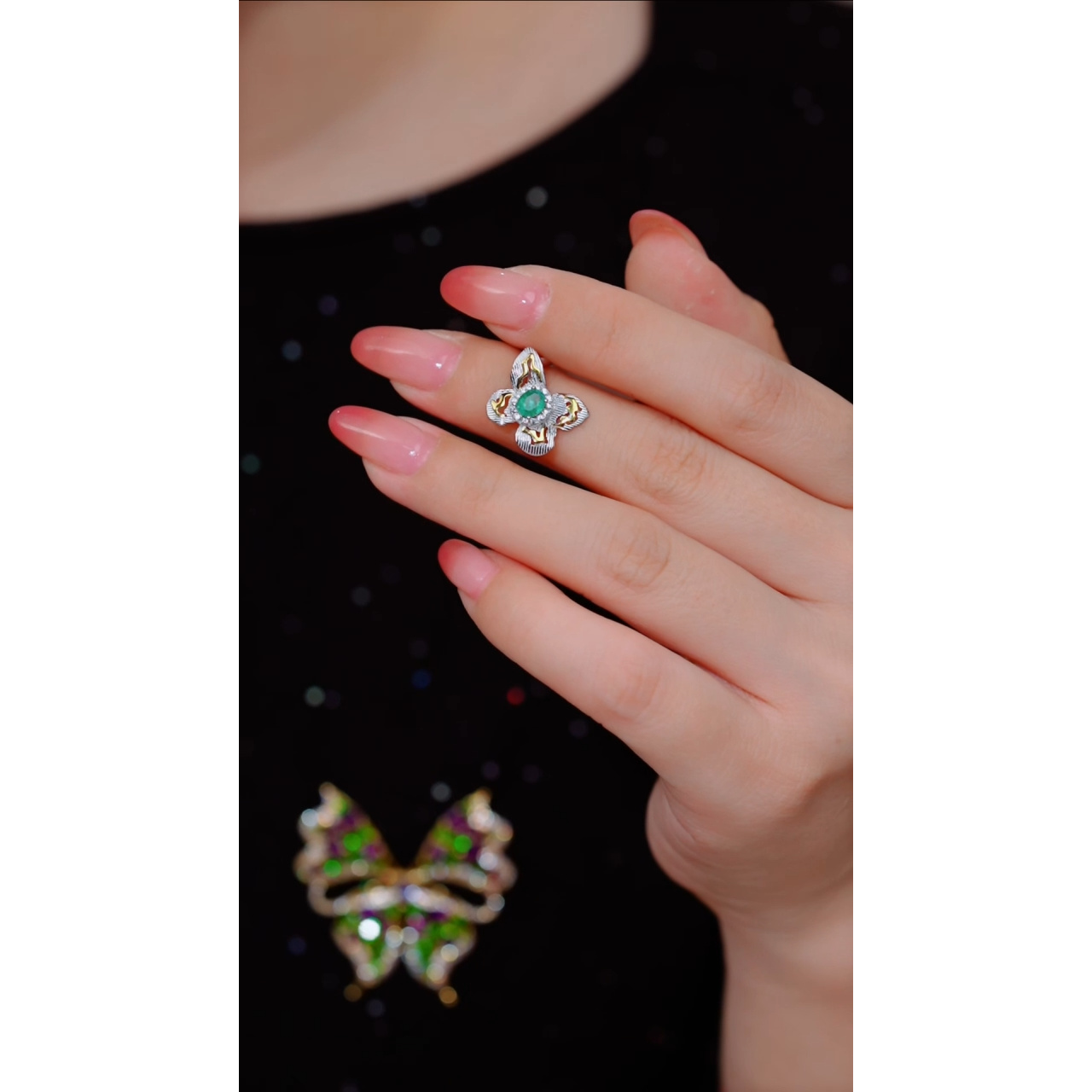 祖母绿吊坠不含链银S925镶嵌多样性发@@W8945