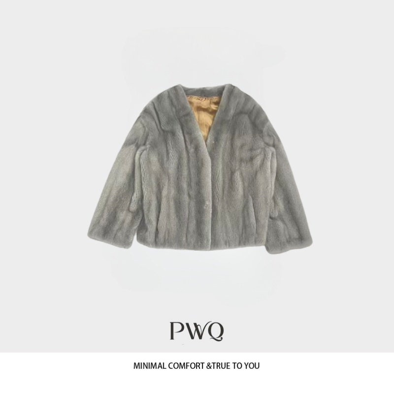 水貂裘皮石V领全抽气质MDL-25102601-QR