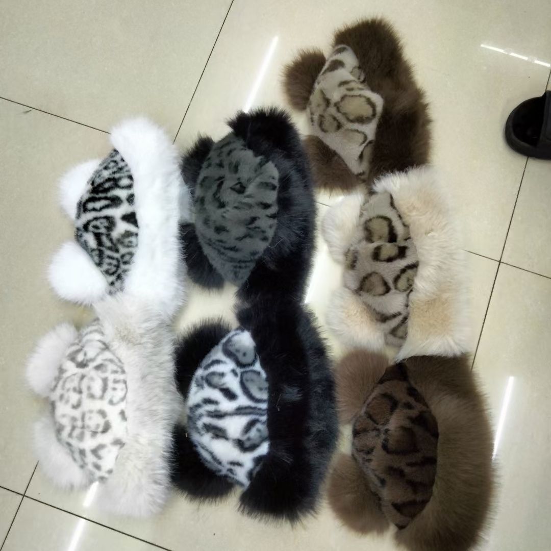 2024新款复古豹纹蒙古帽女冬季爆款小熊雷锋帽加厚保暖护耳毛绒帽