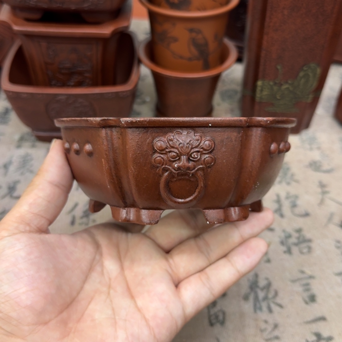 紫砂花盆宜兴紫砂正品12x4