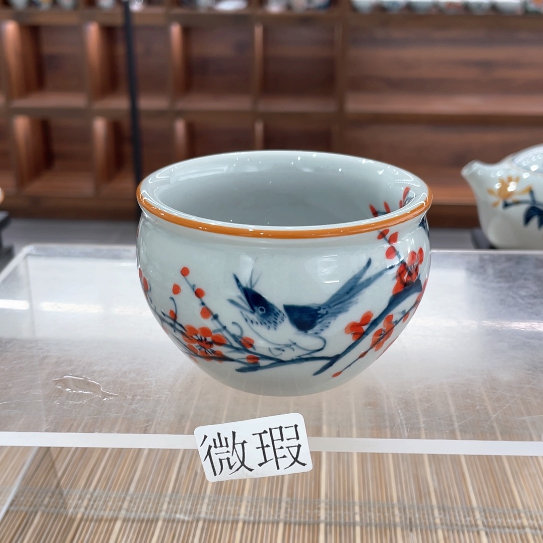 釉下手绘茶具微瑕