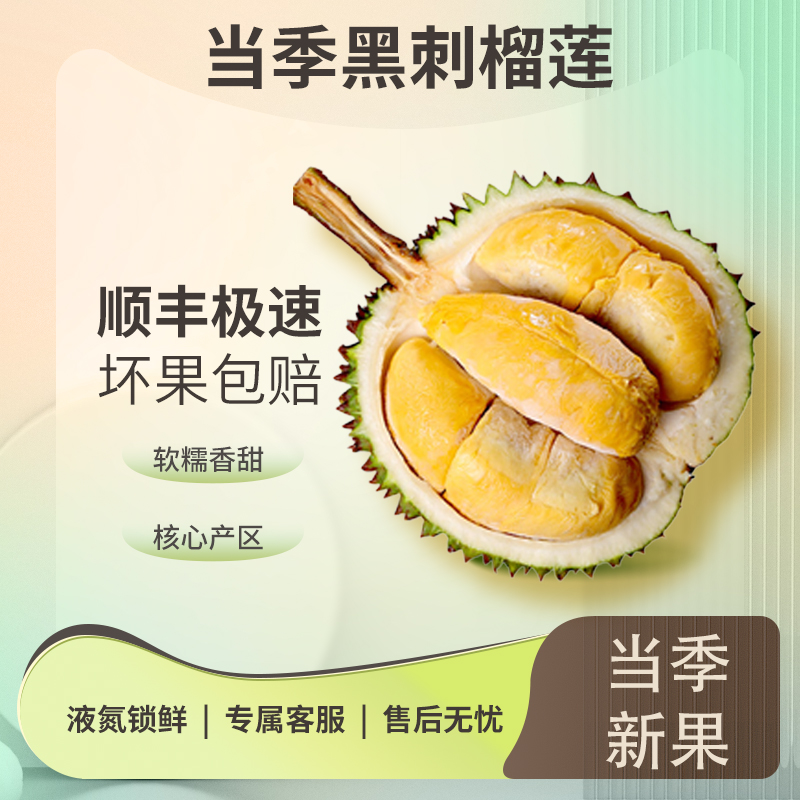 马来西亚树熟榴莲D200黑刺榴莲顺丰包邮液氮锁鲜冷冻榴莲