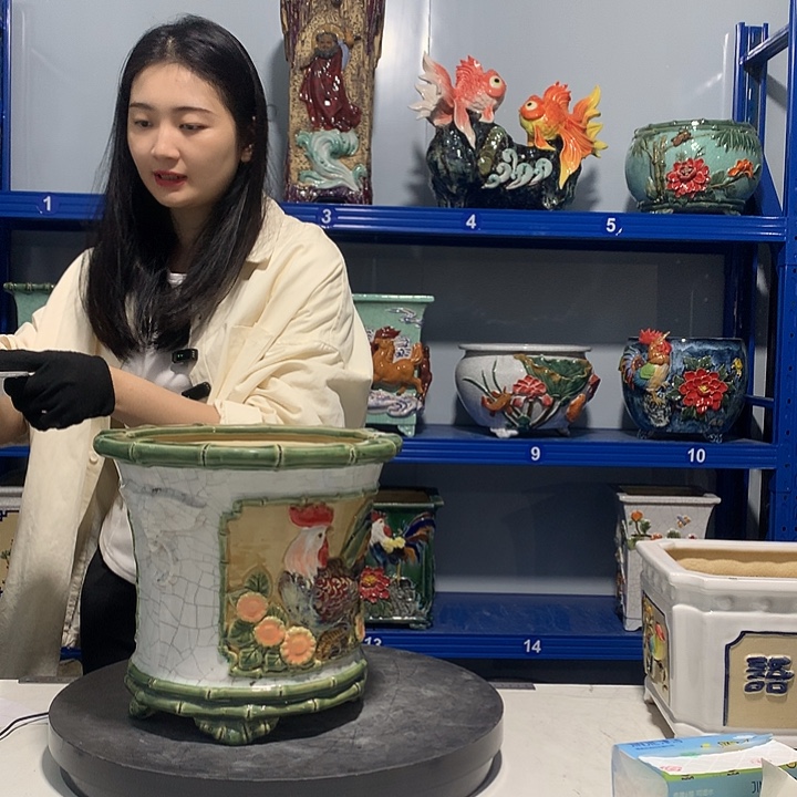 小***️高温粗颗粒陶土石湾盆