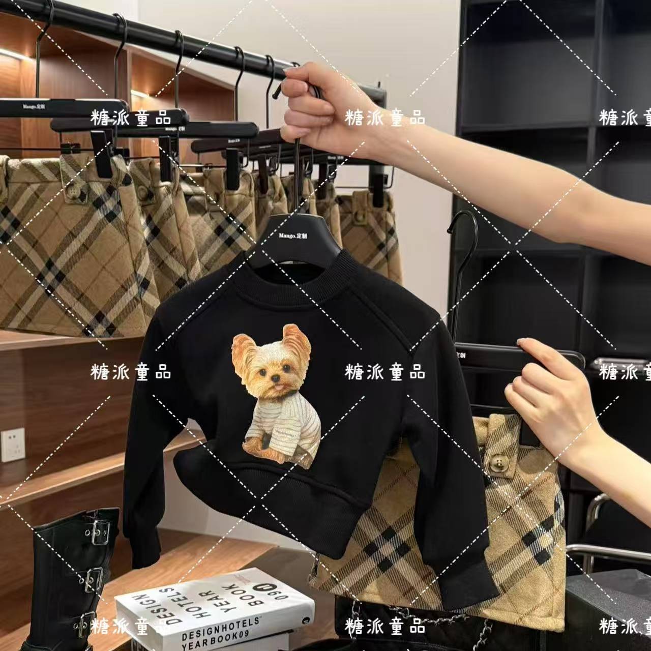 【加绒款单独一件卫衣】3930可爱狗狗印花黑色长袖儿童卫衣