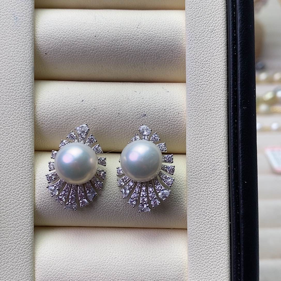淡水珍珠耳饰银S925镶嵌