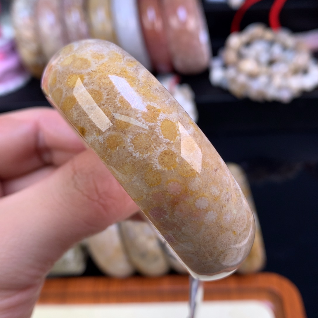 硅化珊瑚（珊瑚玉）未镶嵌颈饰102号小花花53.8圈