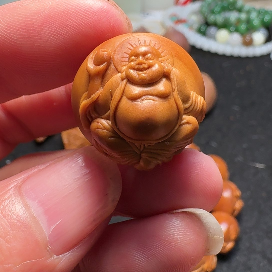 橄榄核手串/手链王晓明核雕艺术弥勒佛2.3