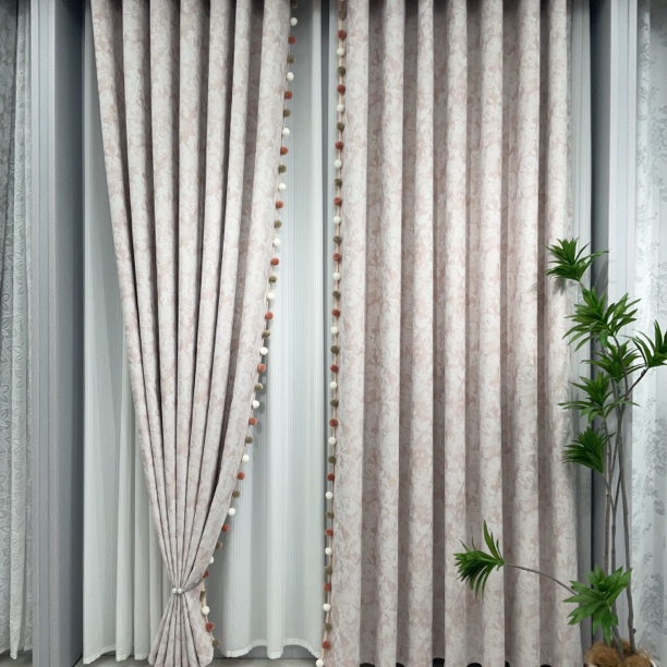 （私人订制唐顿庄园花漾甜心粉雪尼尔布艺加厚）-纯色定制-窗帘客厅