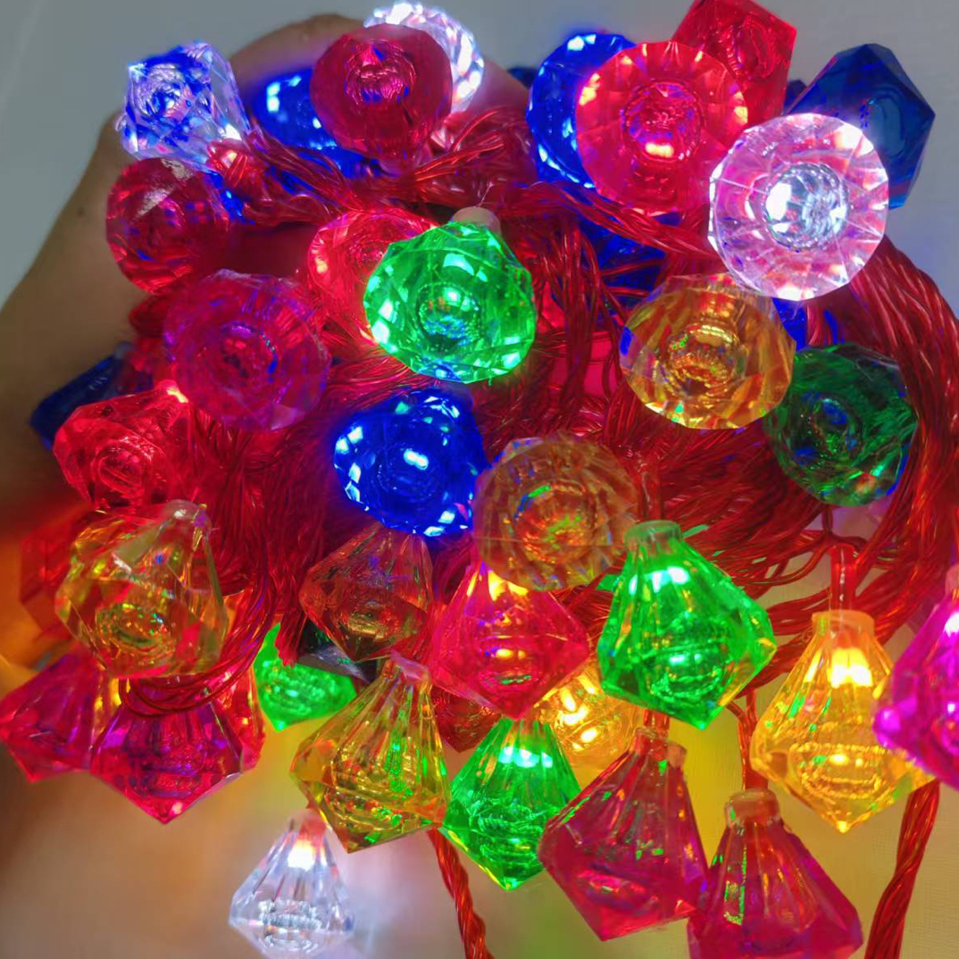 【宠粉福利】超大灯珠红色线六彩大钻石节日婚庆礼品灯装饰氛围灯