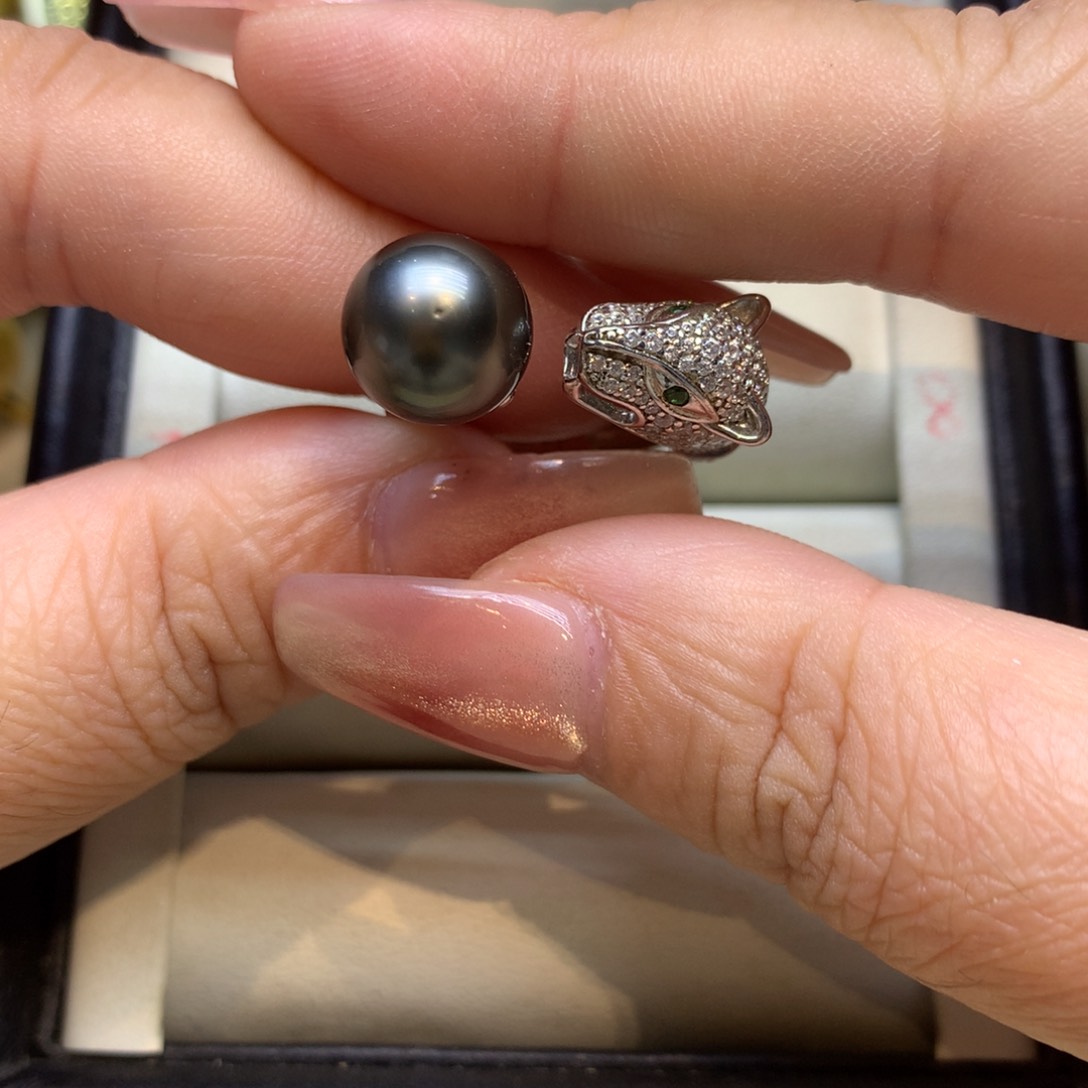 银S925镶嵌戒指海水珍珠