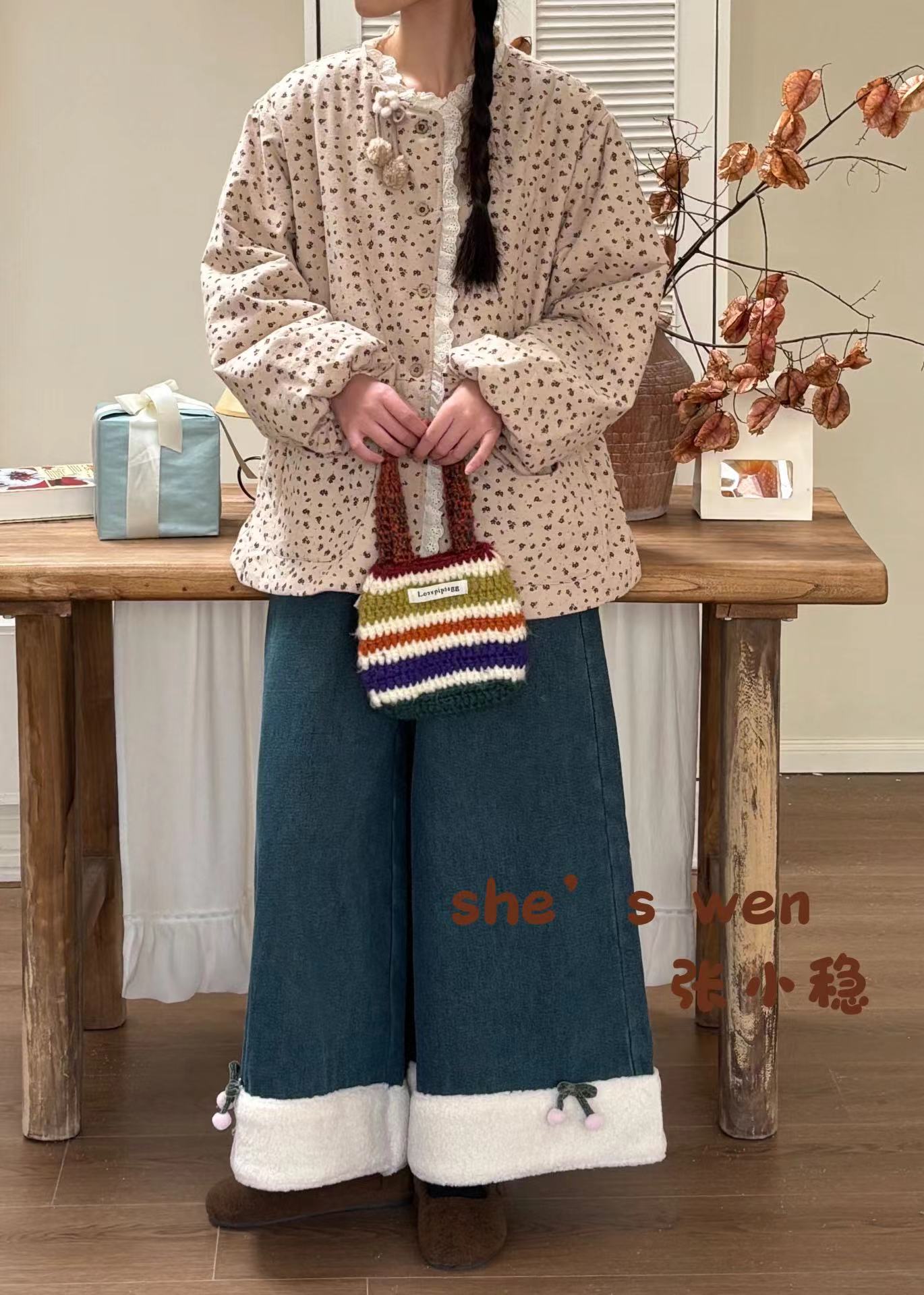 米多多 ZXW-7518-日系花边碎花衬衣 kc