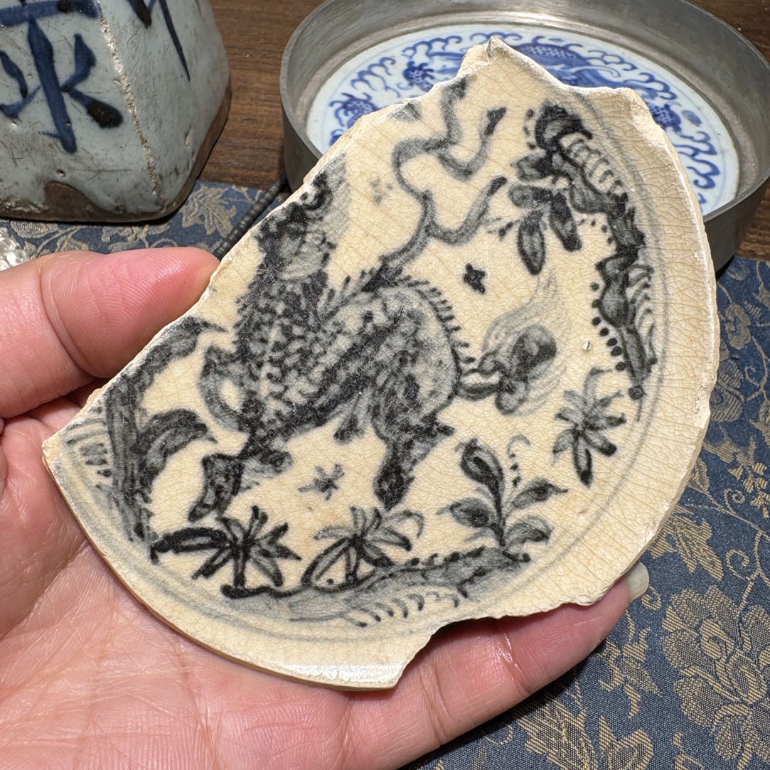M青花麒麟瓷片标本学习收藏顺丰包邮
