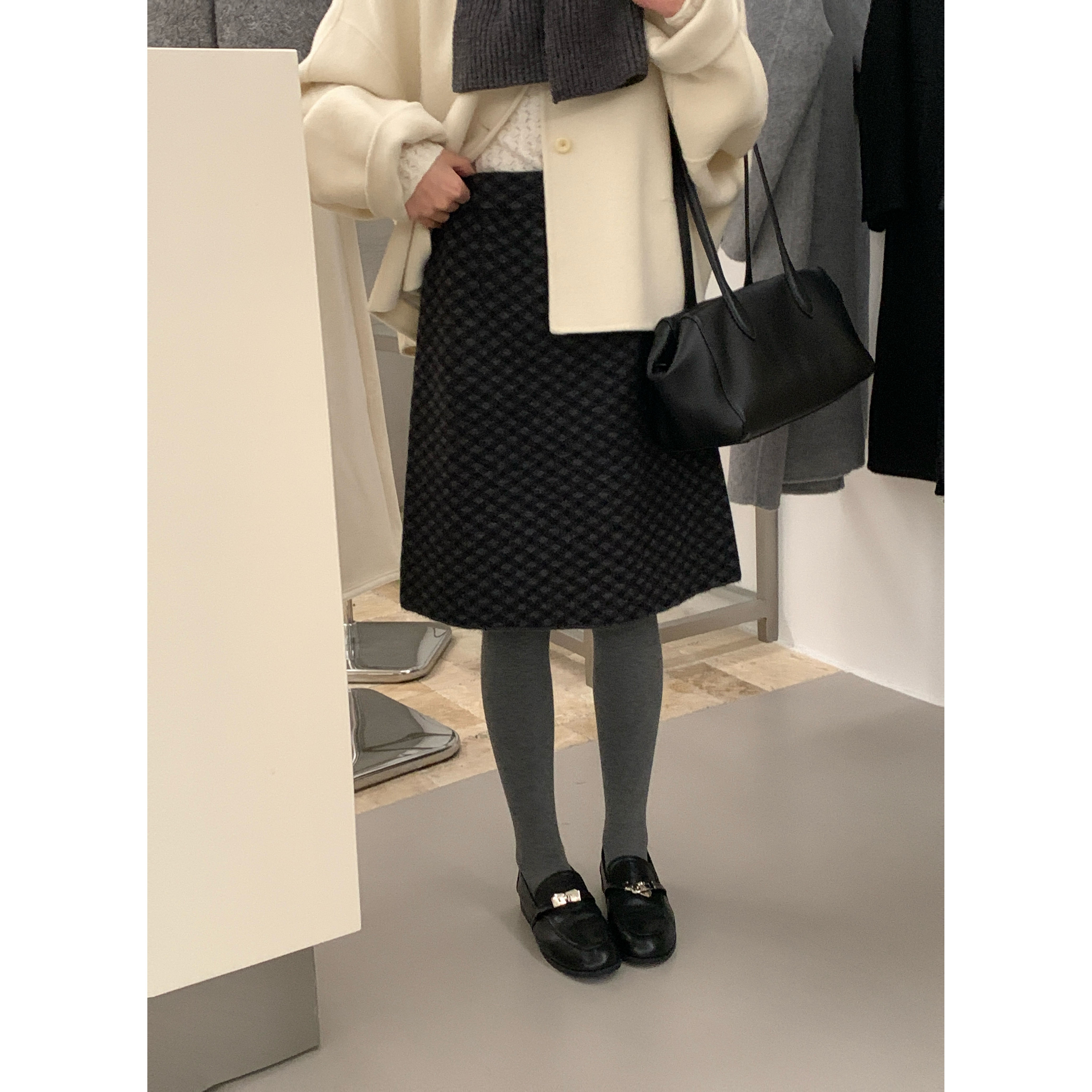 551250#2025秋冬新款复古格纹小A慵懒简约百搭半身裙