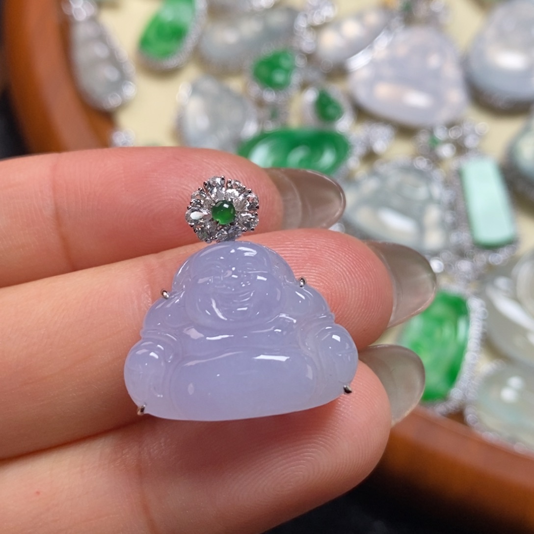 翡翠吊坠(赠链)18K金镶嵌