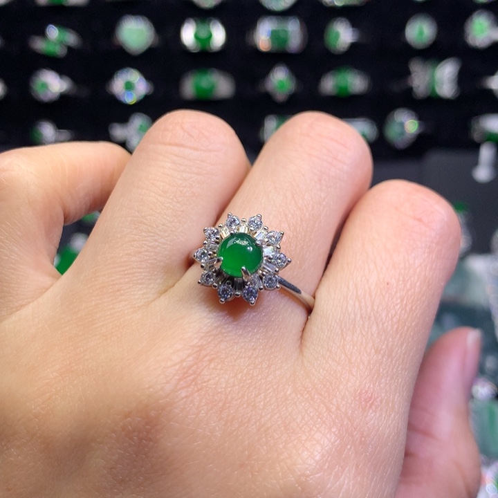 【闪购商品】翡翠戒指银S925镶嵌天然翡翠