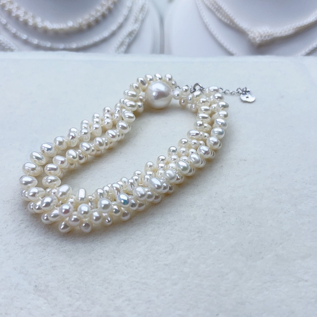 颈饰银S925镶嵌淡水珍珠࿐****