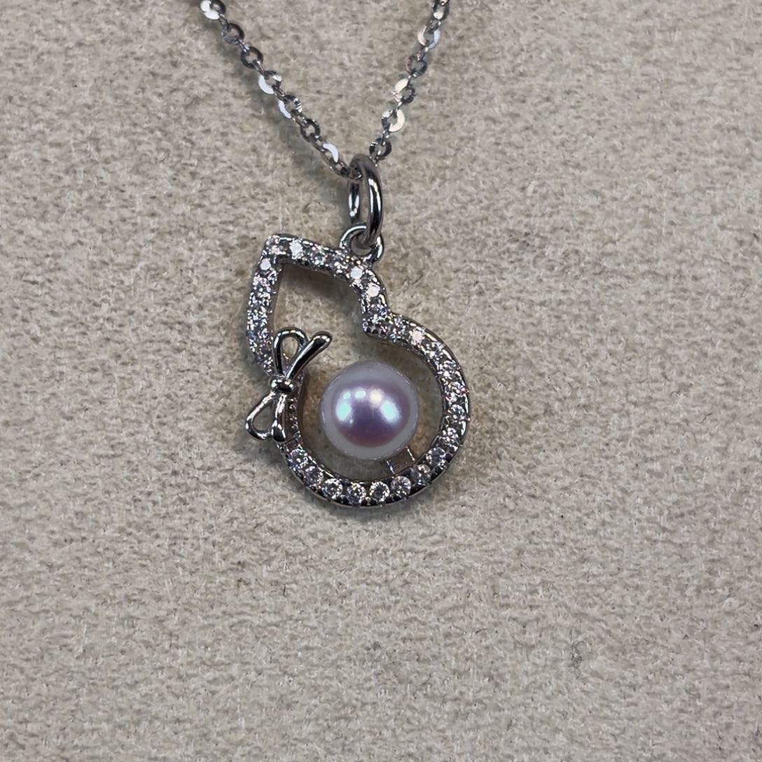 吊坠银S925镶嵌淡水珍珠