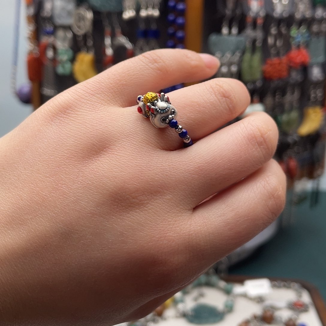 青金石戒指足金镶嵌饰品