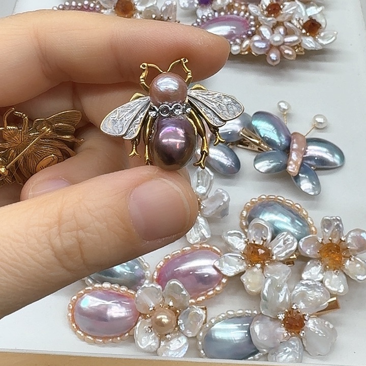 淡水珍珠发饰银S925镶嵌