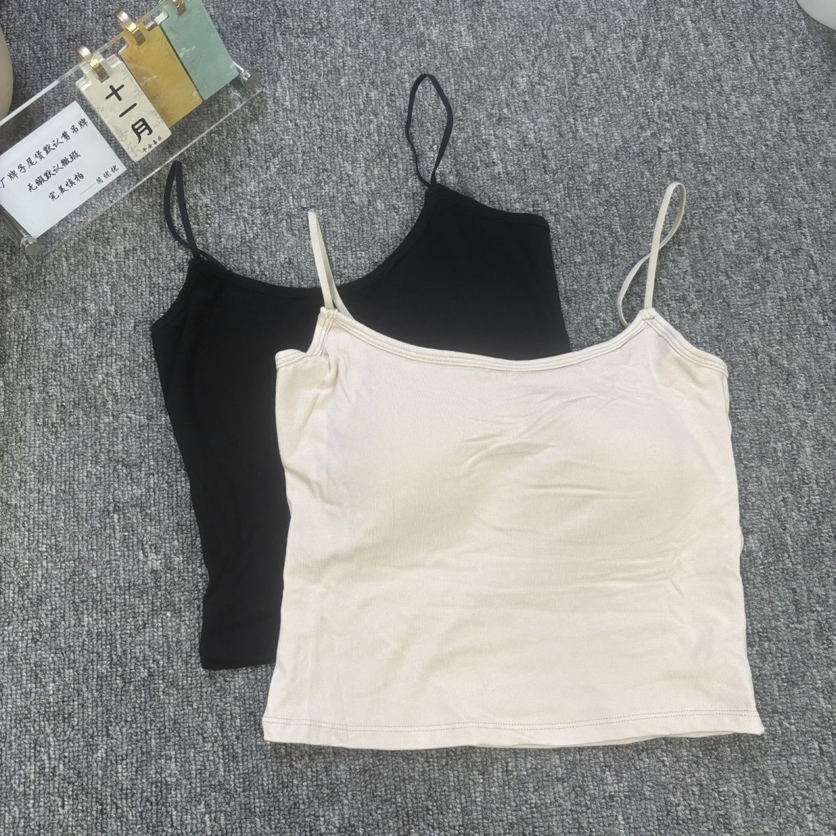 纯欲风甜辣气质细带保暖秋冬防寒蓄热露脐显瘦抹胸固定杯磨毛上衣