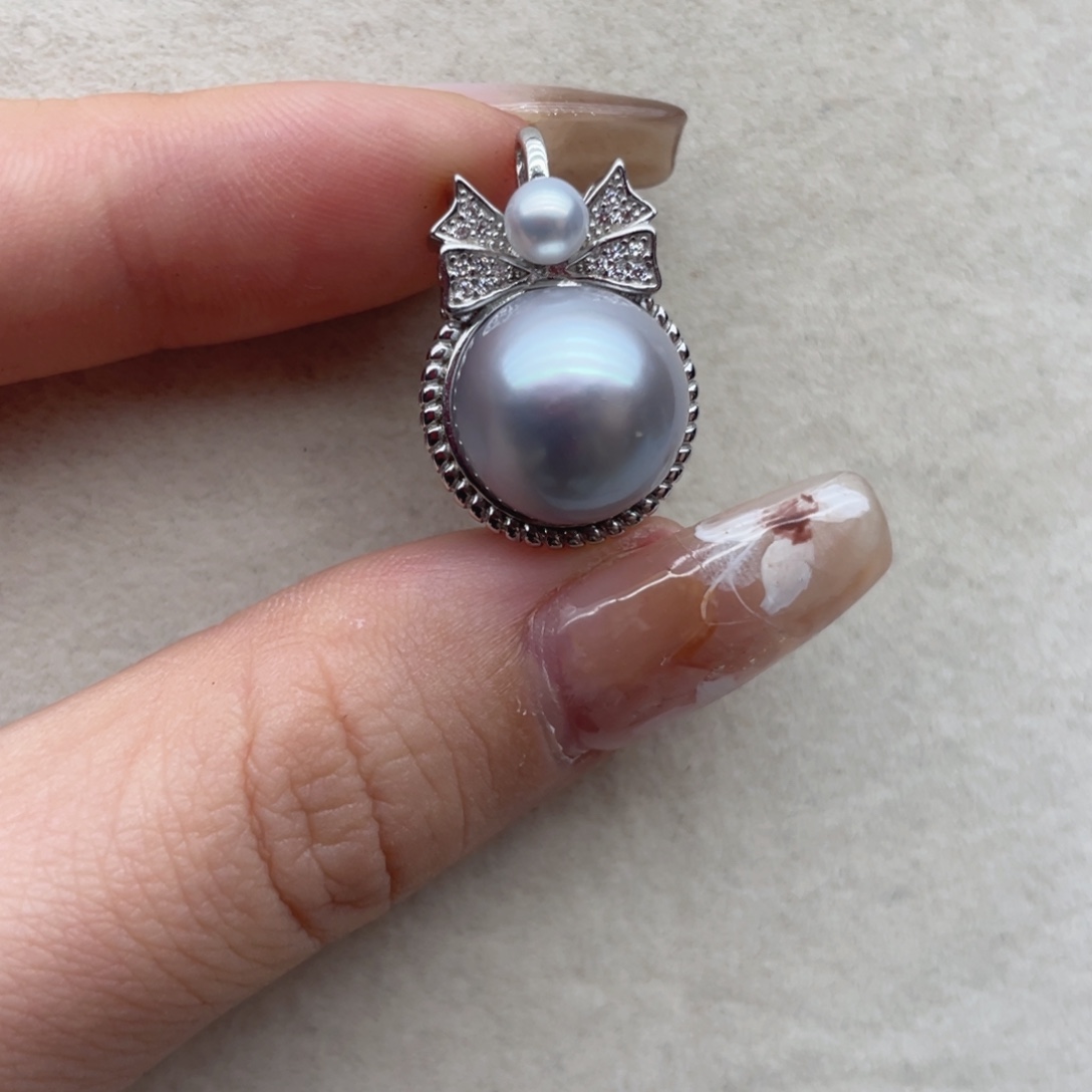 银S925镶嵌海水珍珠颈饰Q97