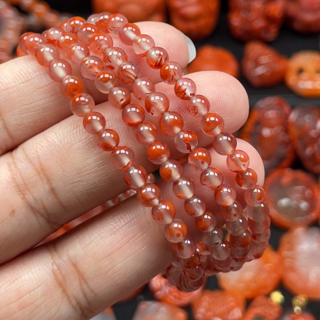 南红玛瑙未镶嵌冰飘卡4.8多圈