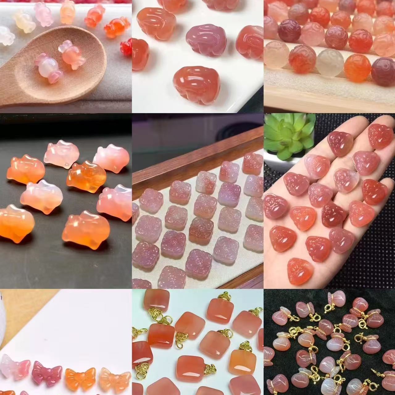 水晶配饰魔盒饰品手链手串diy 配件海蓝宝紫黄白水晶樱花玛瑙