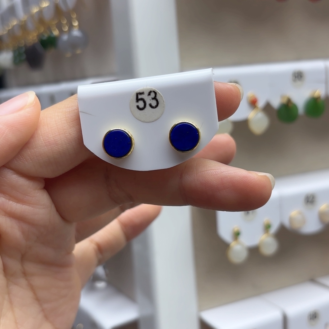 银S925镶嵌青金石耳饰