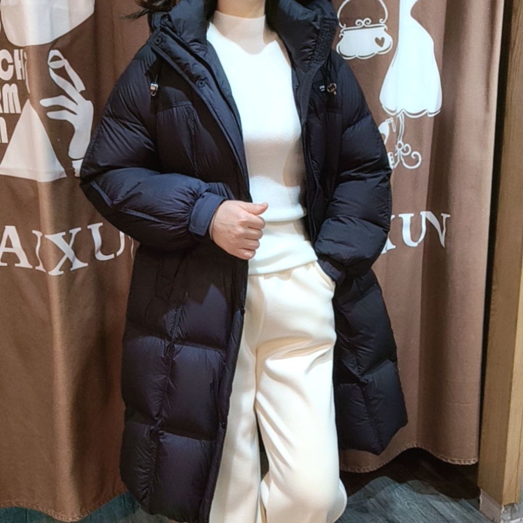 麦寻25冬季新款YRLLS05Y连帽长款过膝宽松保暖白鸭绒时尚外套