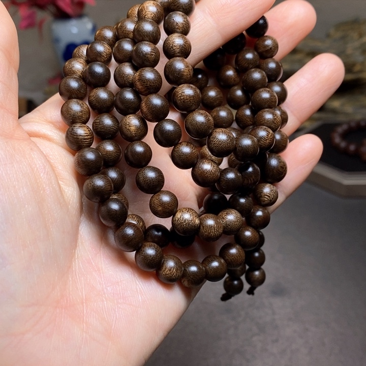 沉香手串越南芽庄白棋楠0.8×108