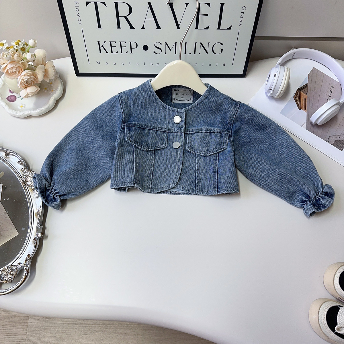 女童休闲牛仔上衣春秋季新款洋气时髦女宝宝牛仔外套上衣ACB022