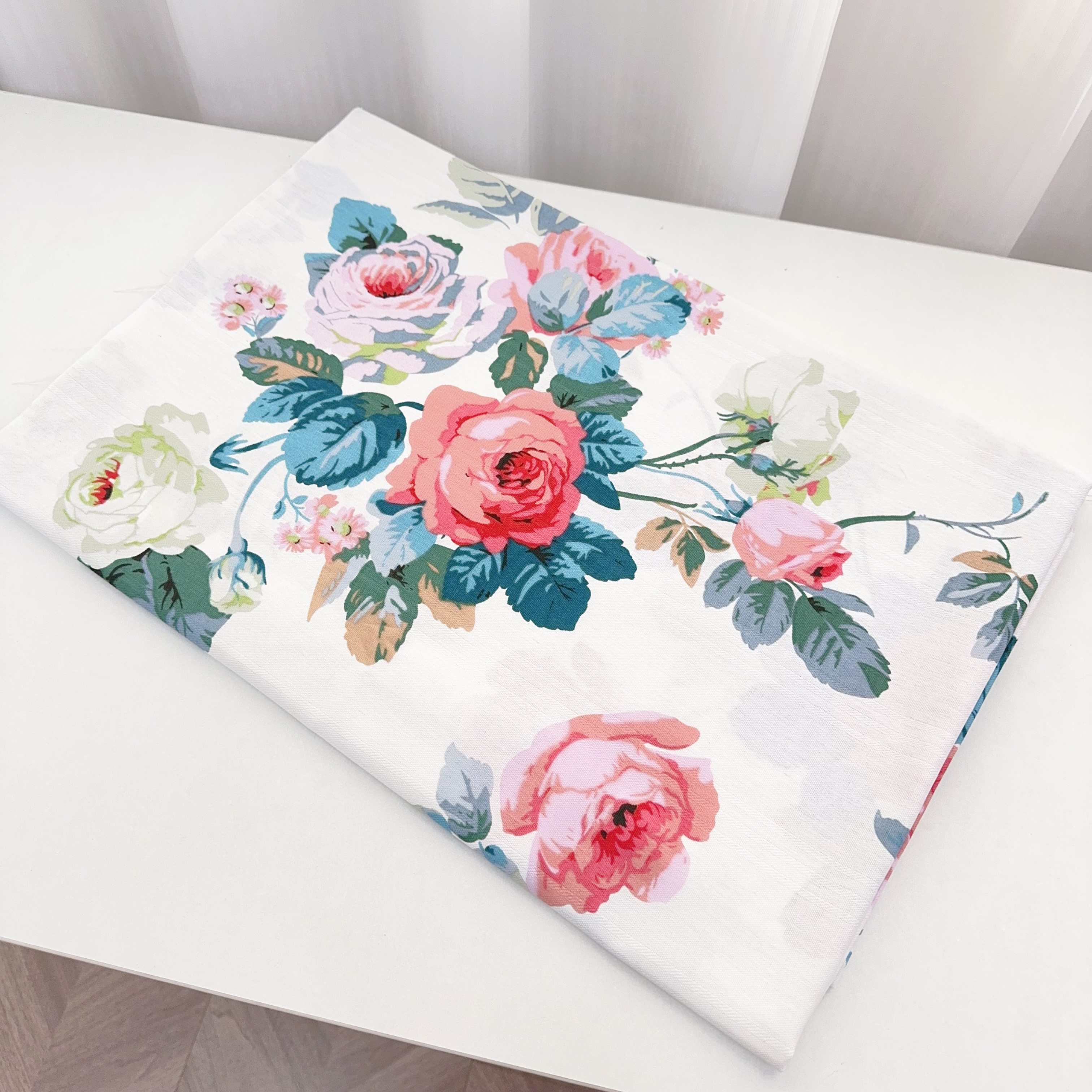 必拍品---细纹粗布布头120*200--玫瑰花1