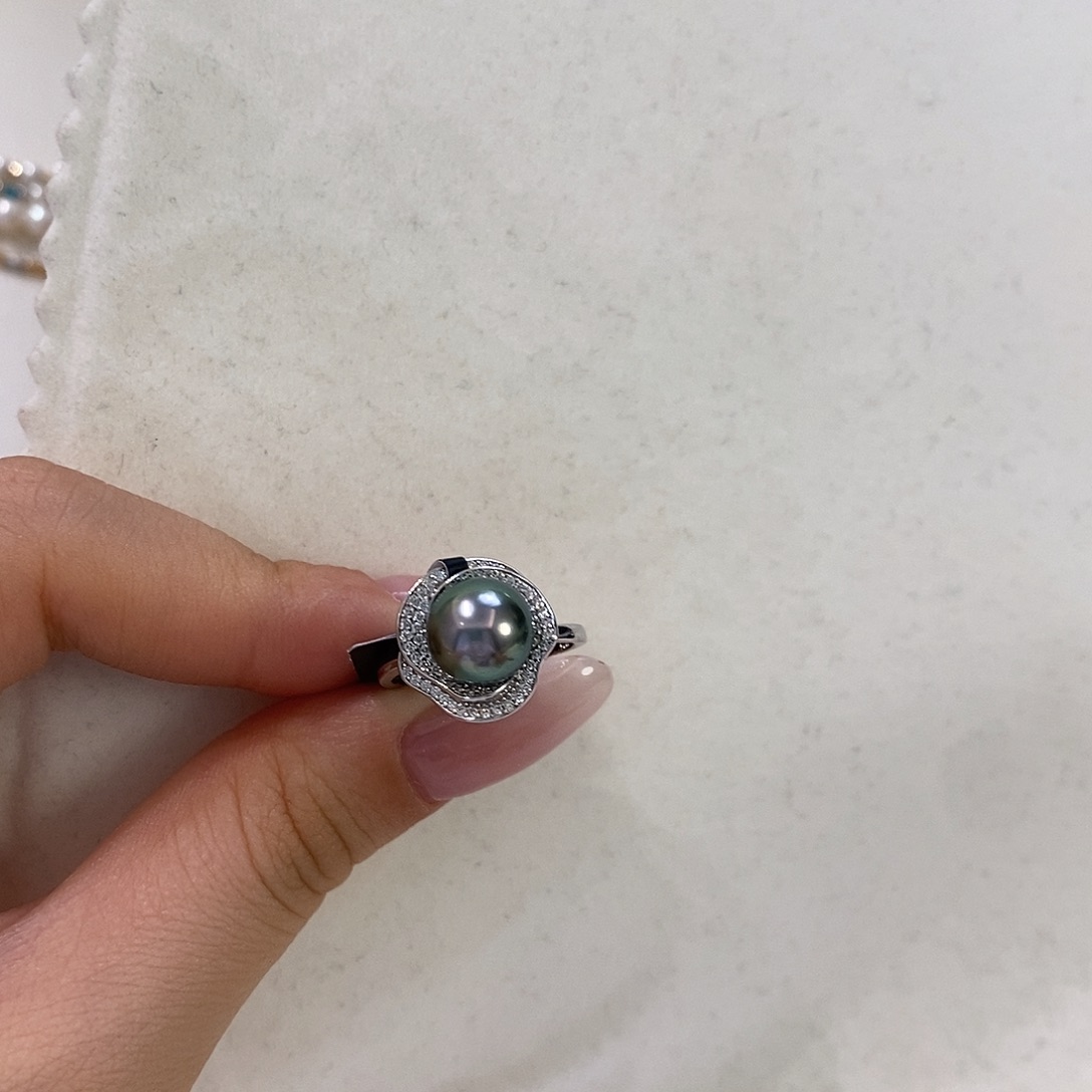 银S925镶嵌海水珍珠戒指