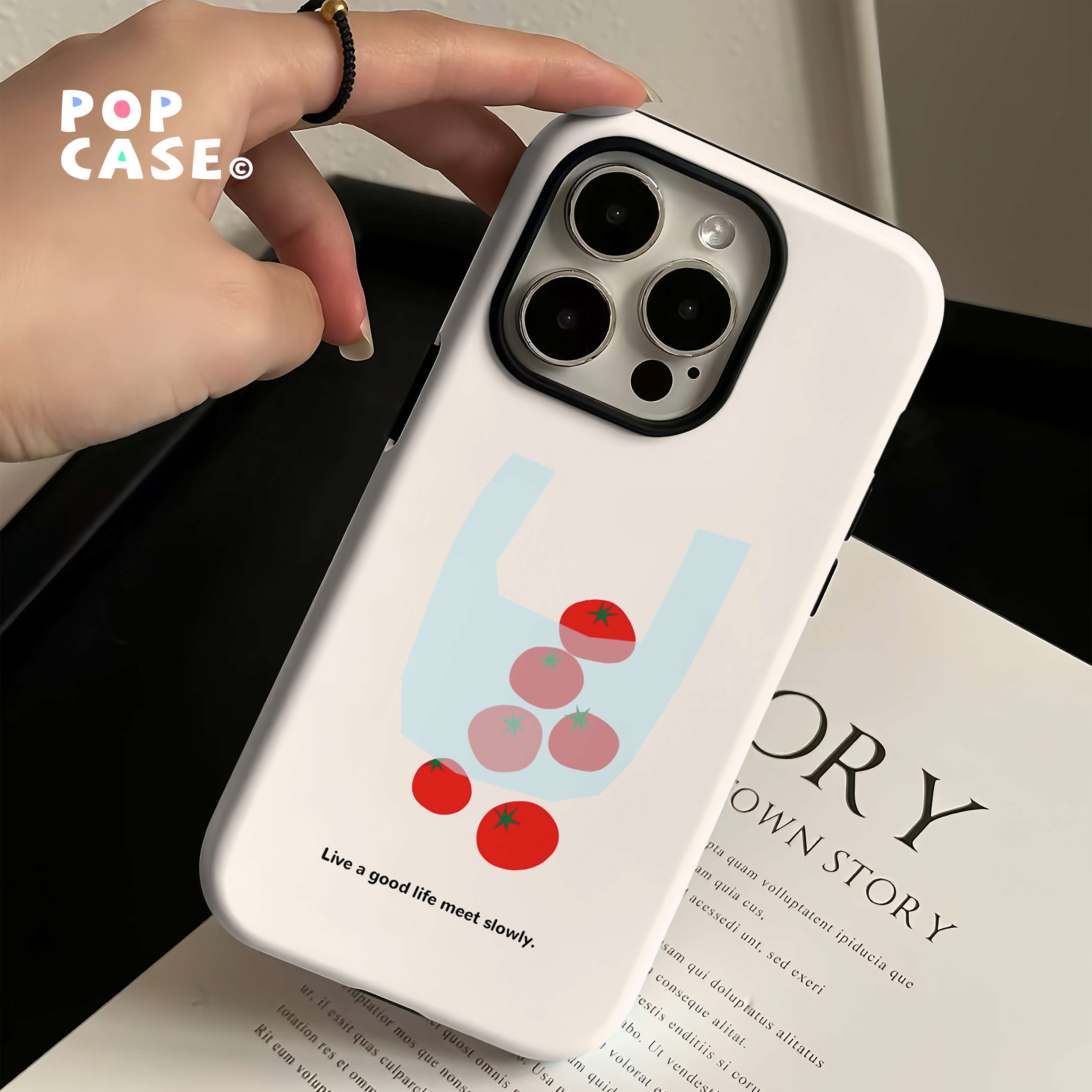 POPCASE一袋番茄韩菲二合一菲林适用苹果17/16/15/14promax手机壳