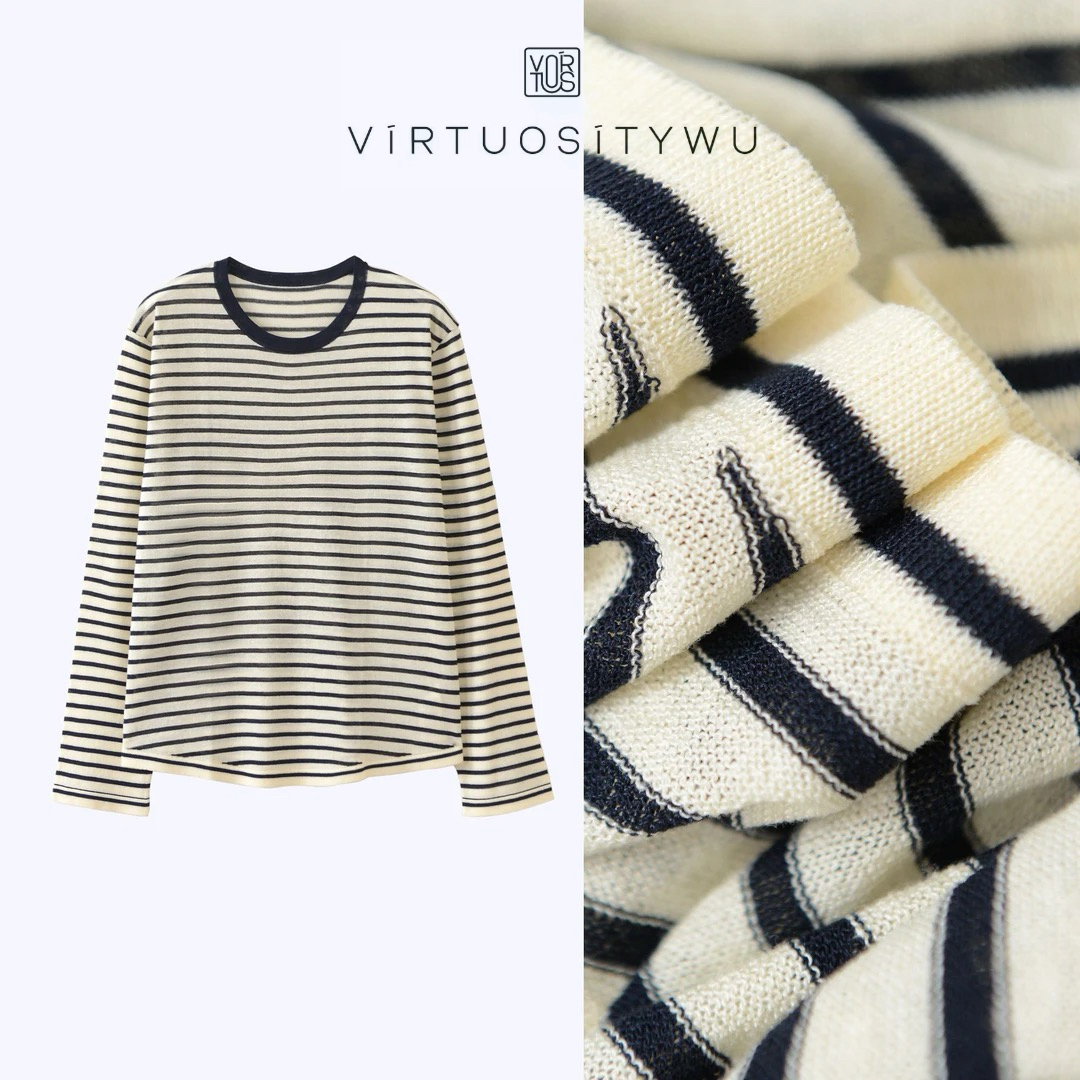 【VIRTUOSITYWU】条纹长袖亚麻