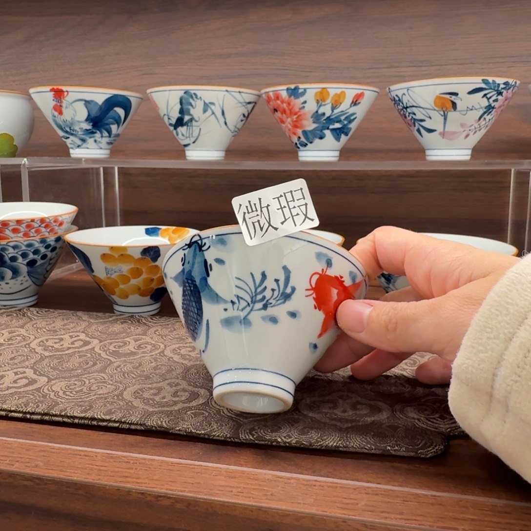 釉下手绘茶具微瑕