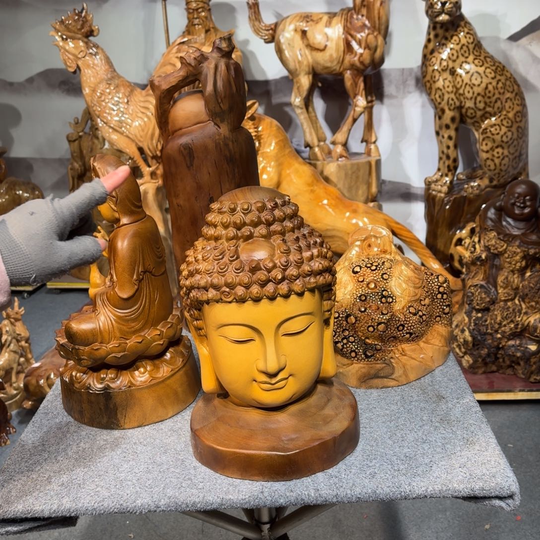 香樟木張香樟木佛头摆件