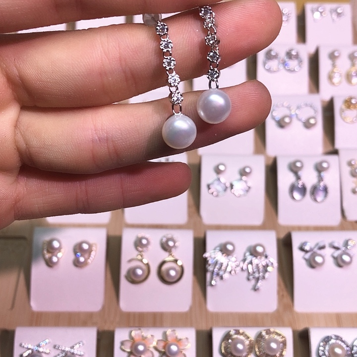 淡水珍珠耳饰银S925镶嵌