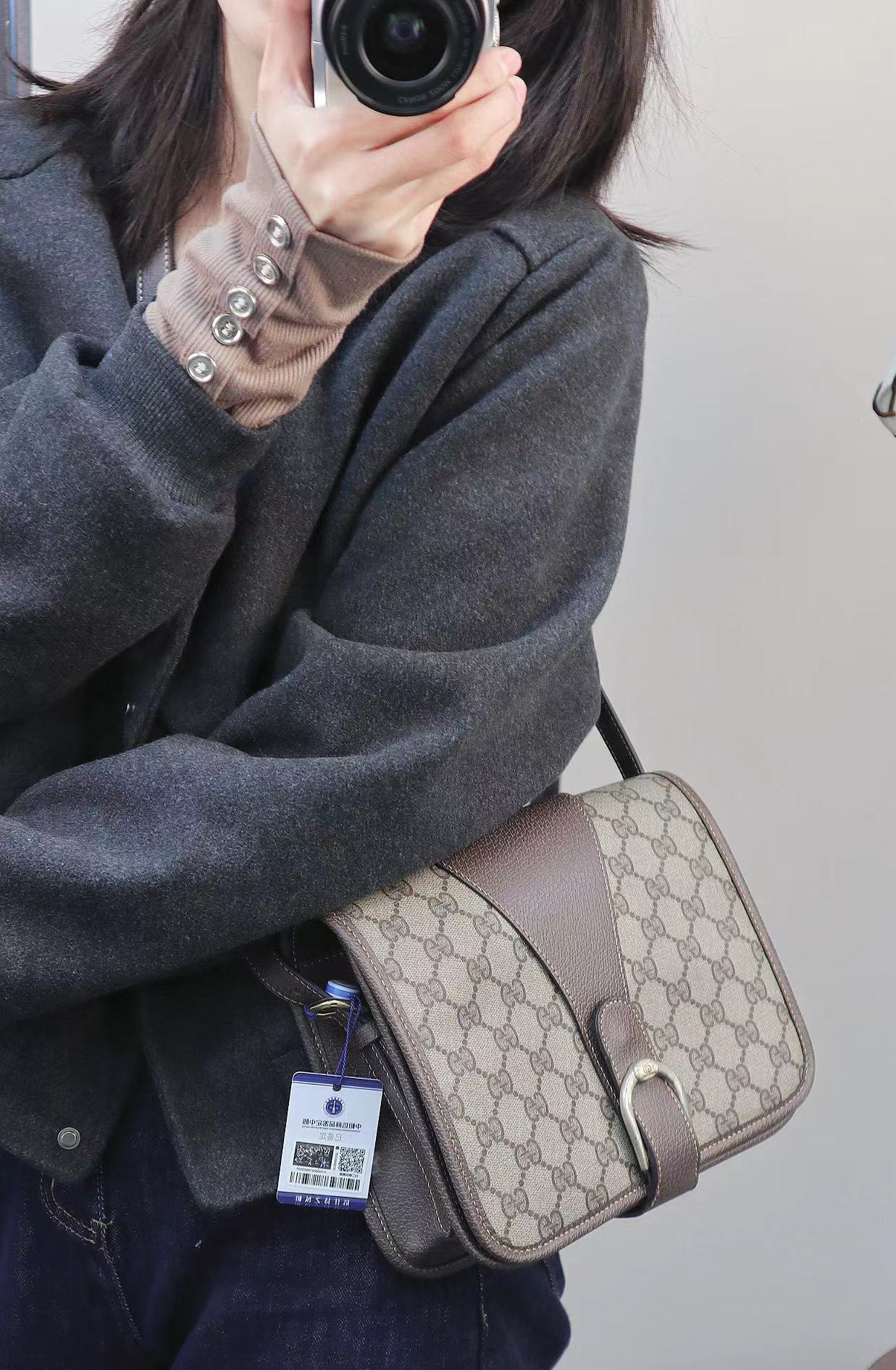 95新 GUCCI/古驰 老花马鞍包斜挎包/秋境中古 1168