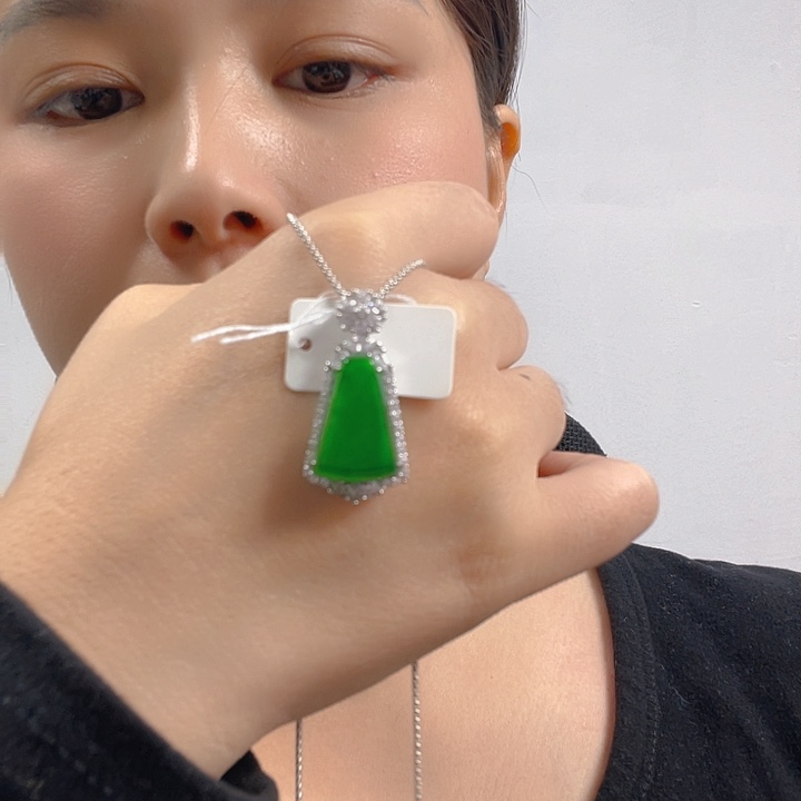 翡翠银S925镶嵌吊坠(不含链)