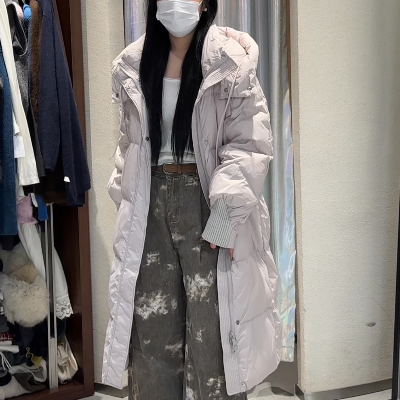 连帽中长款面包服休闲棉服