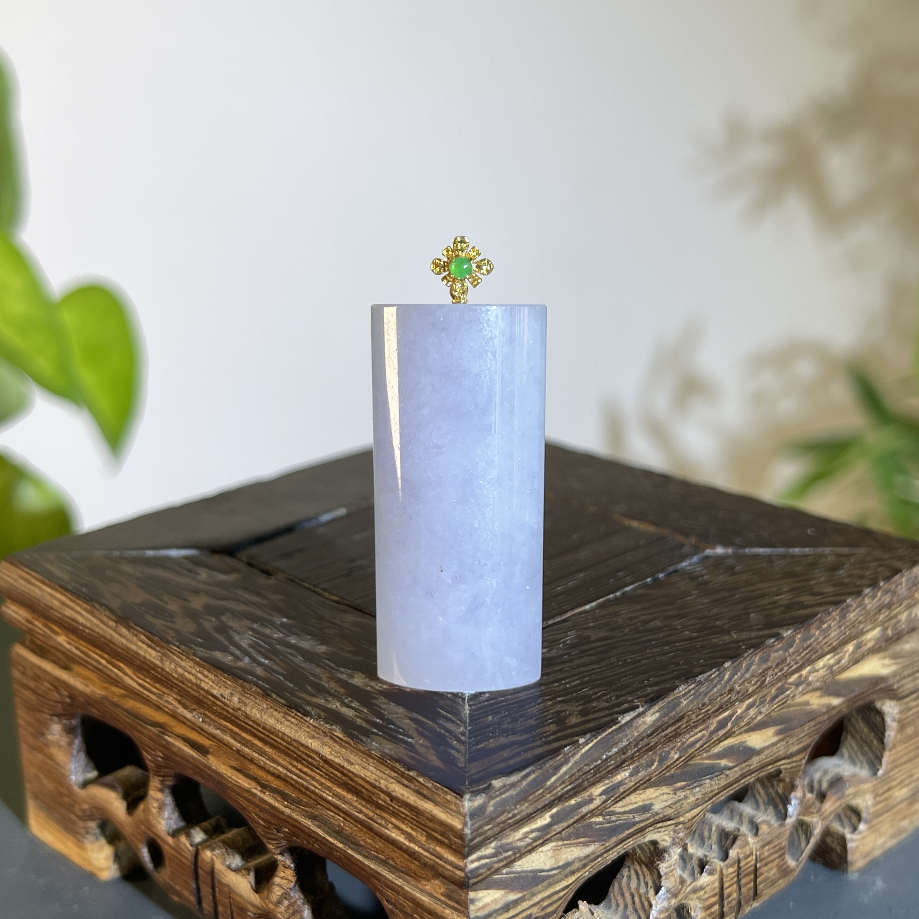 JTB07-85 天然缅甸A货翡翠  18K金扣无事牌