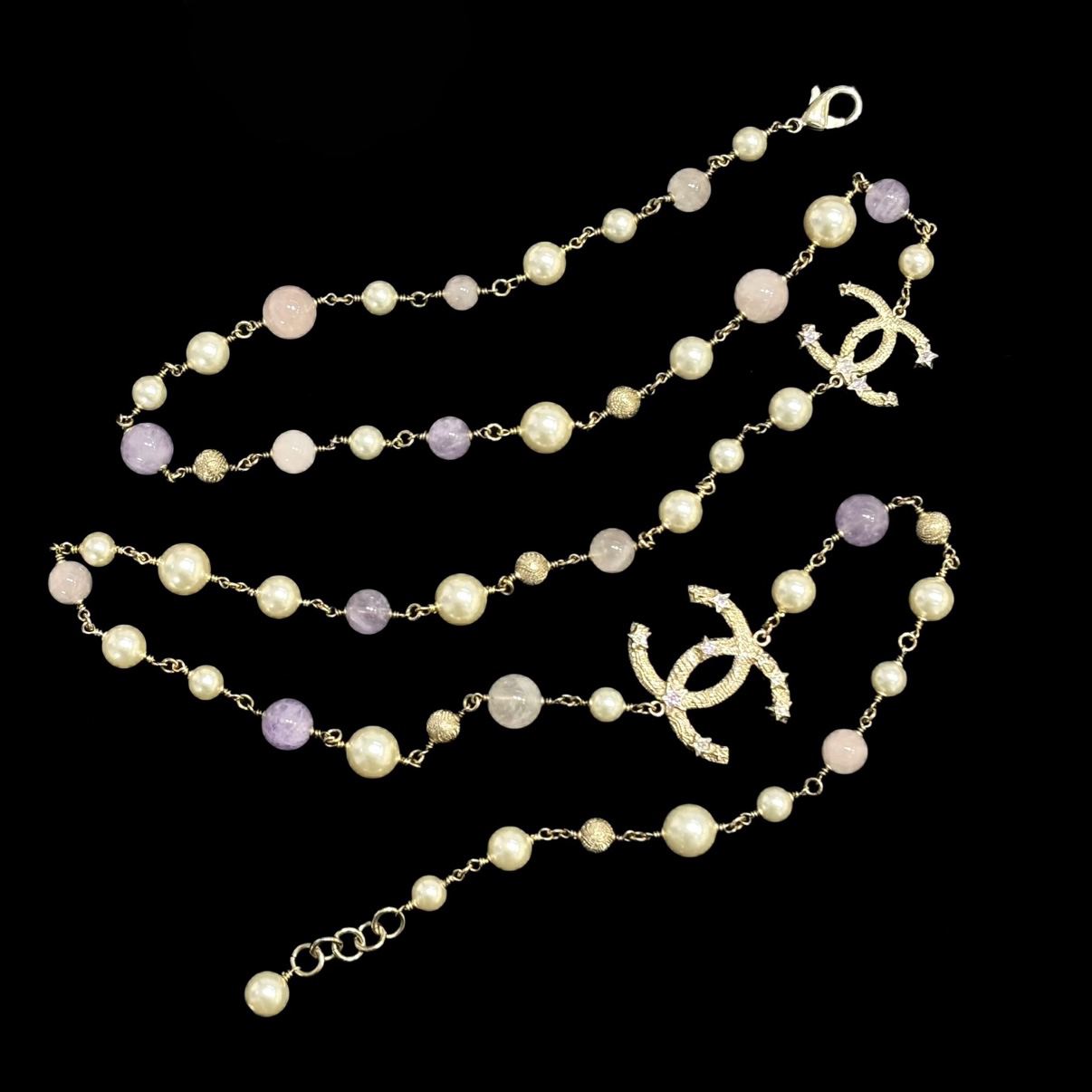 95新 Chanel/香奈儿 紫色琉璃珍珠项链45949201