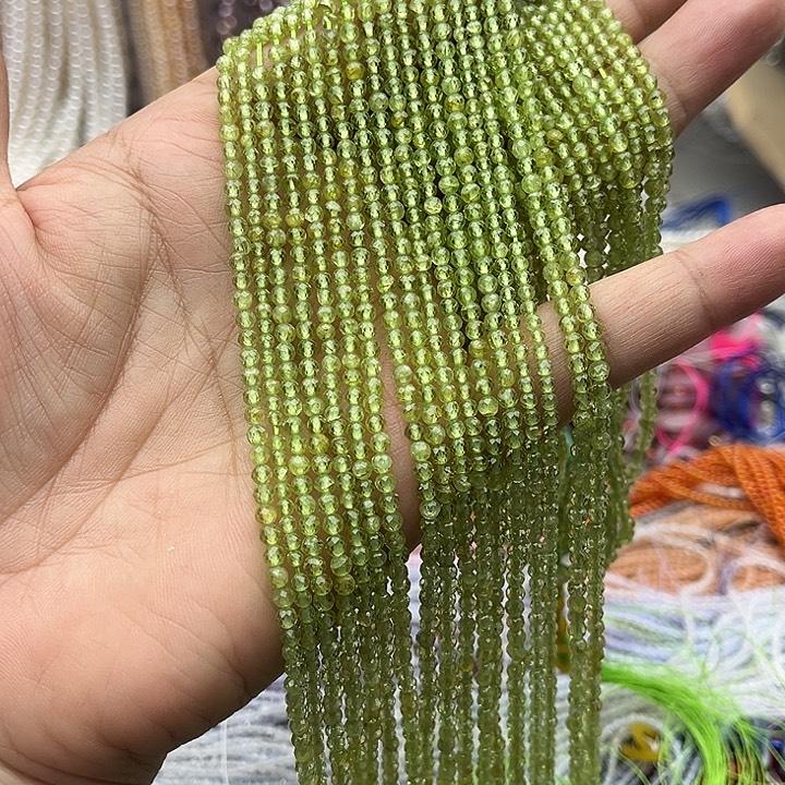 玛瑙/玉髓未镶嵌珠宝半成品一条3mm左右橄榄石刻面